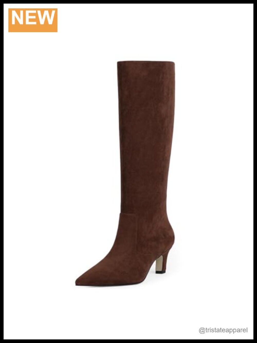 Easyfox Knee High Boots Women Pointed Toe Kitten Heel Tall Boots Faux Leather